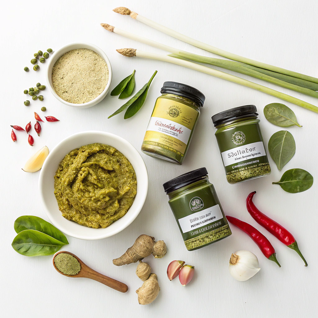 Comparison of homemade and commercial thai green curry paste options
