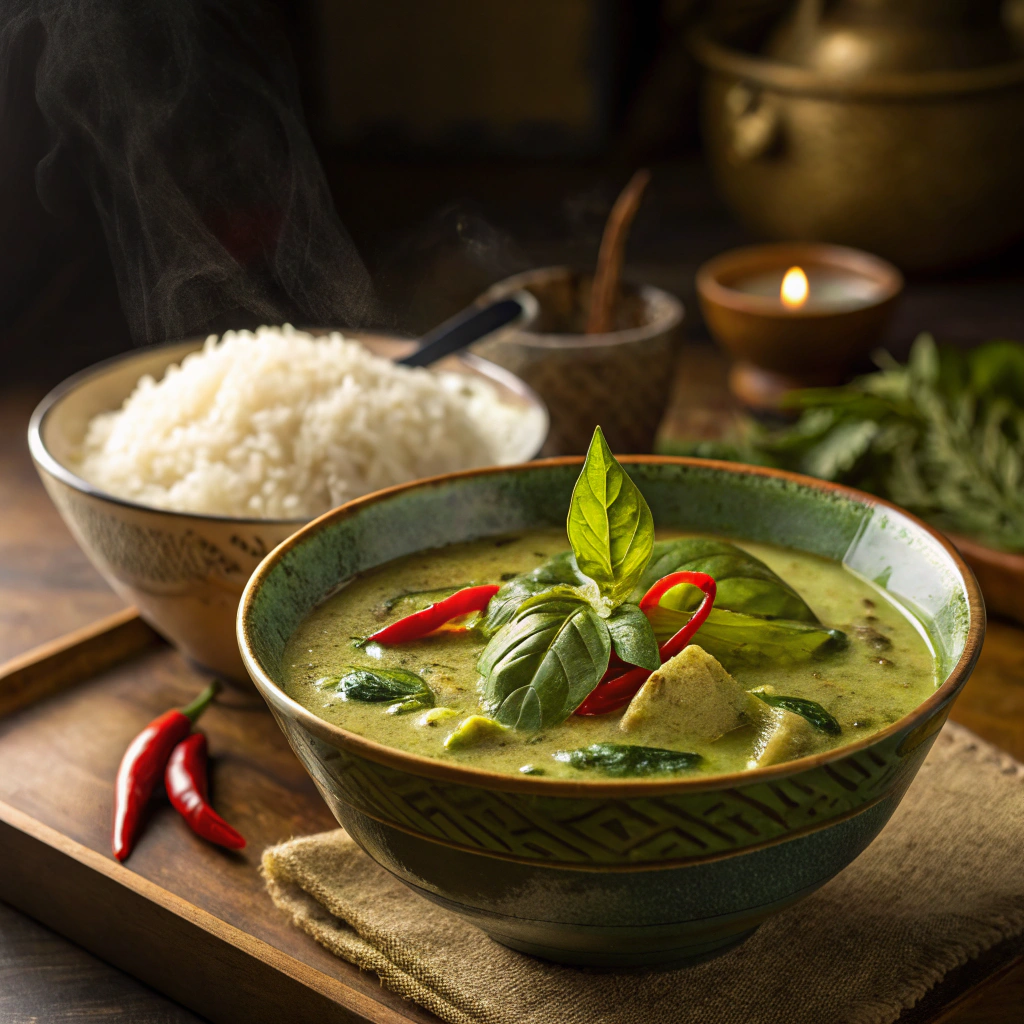 Delicious thai green curry made with authentic green curry paste