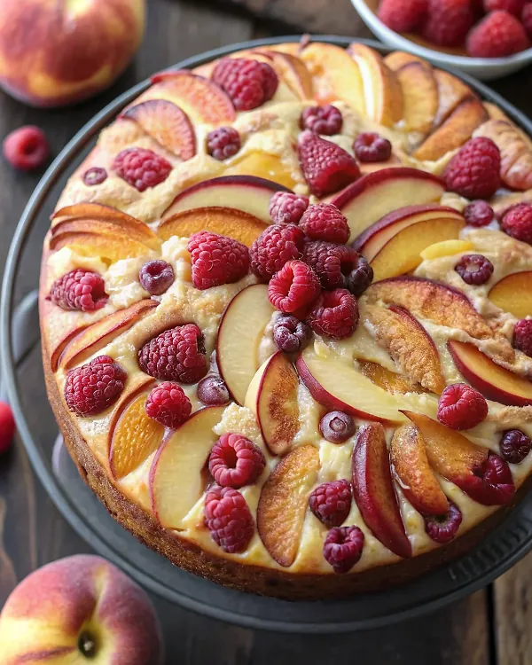 Raspberry Peach Cake