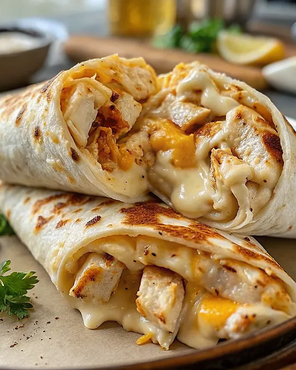 Cheesy Garlic Chicken Wraps