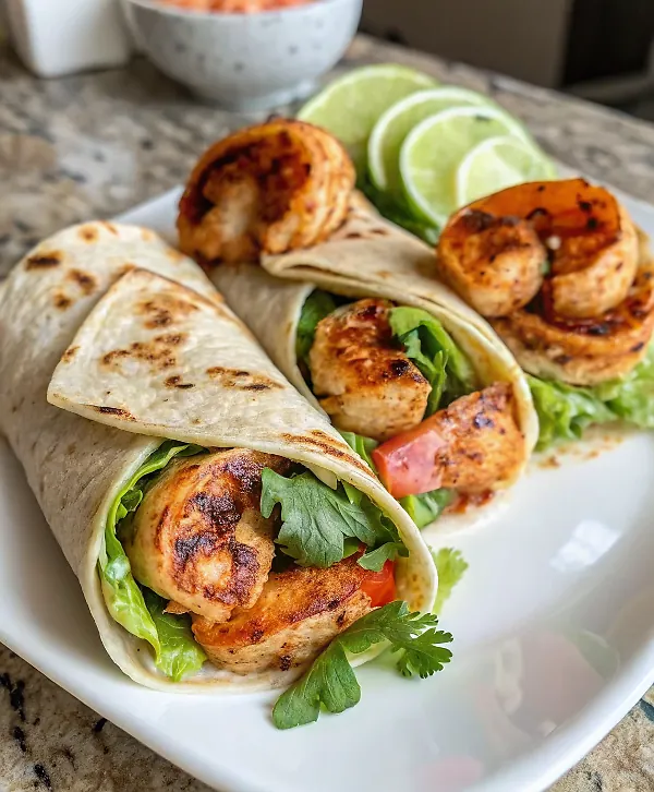 Shrimp Wraps with Chipotle Yogurt Sauce