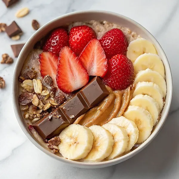 Strawberry Banana Baked Oatmeal with Chocolate Chips