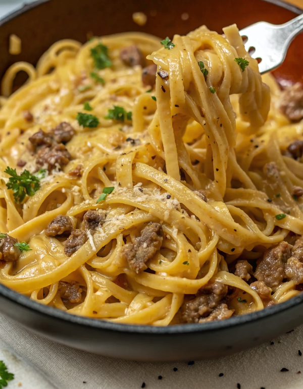 Garlic Butter Beef Pasta