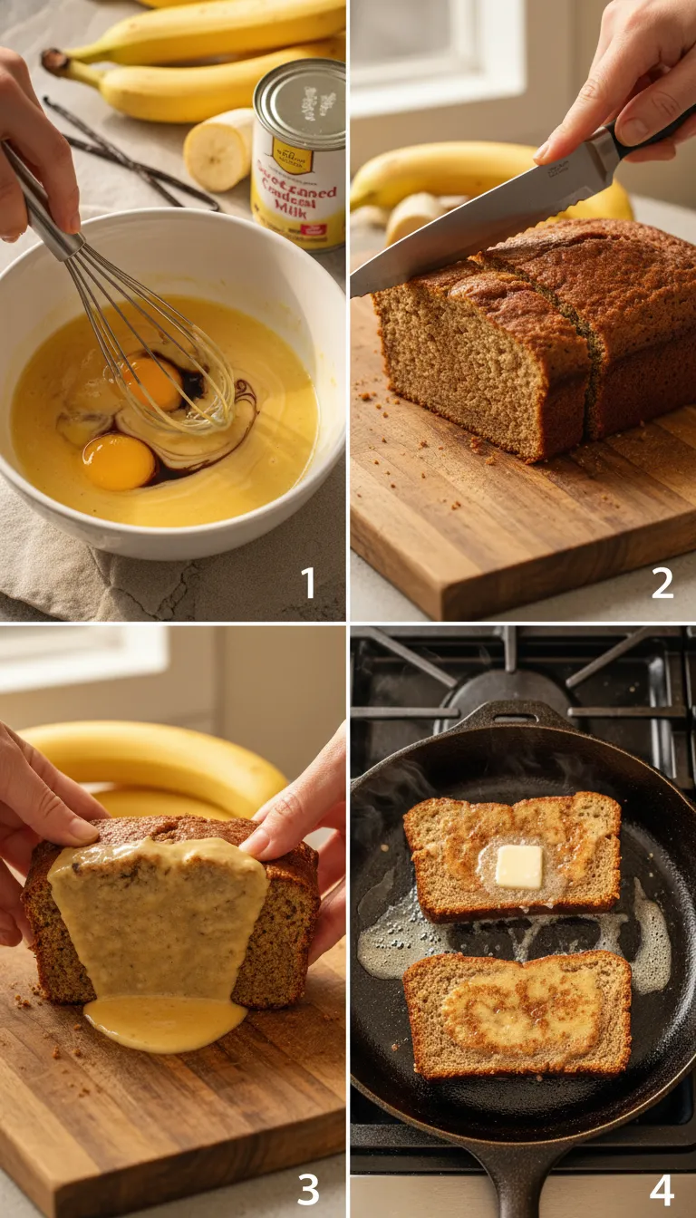 Banana Bread French Toast Step by Step