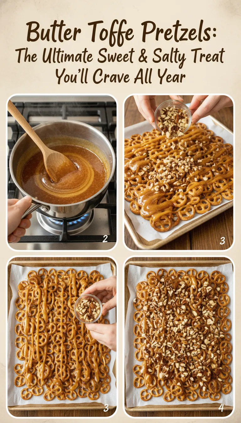 Butter Toffee Pretzels Step-by-Step Process
