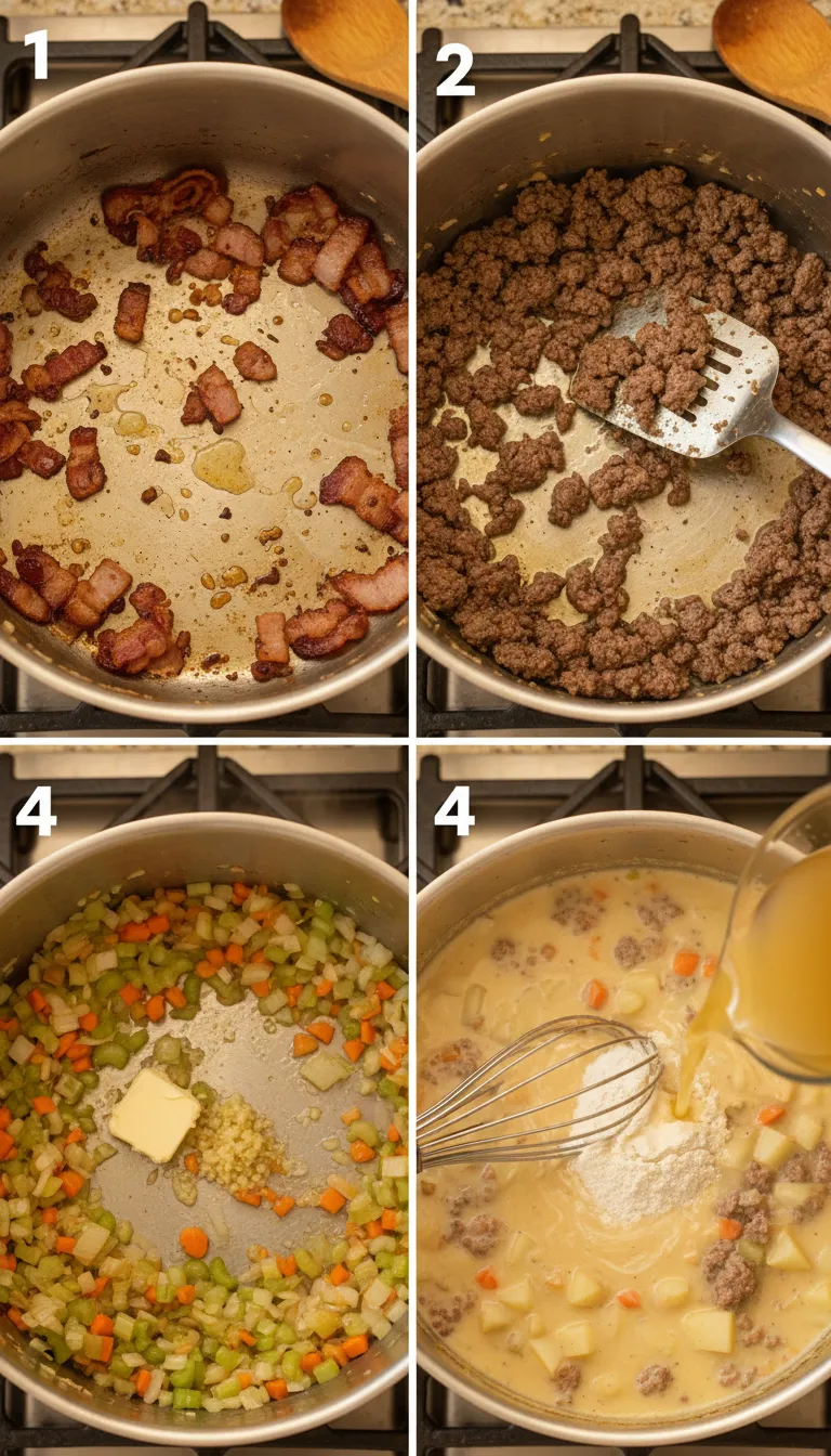 Cheeseburger Soup Step-by-Step