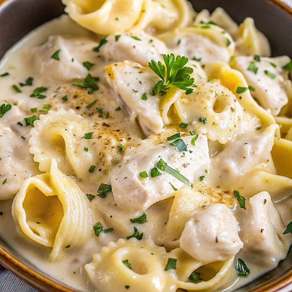 Crockpot Chicken Alfredo Tortellini