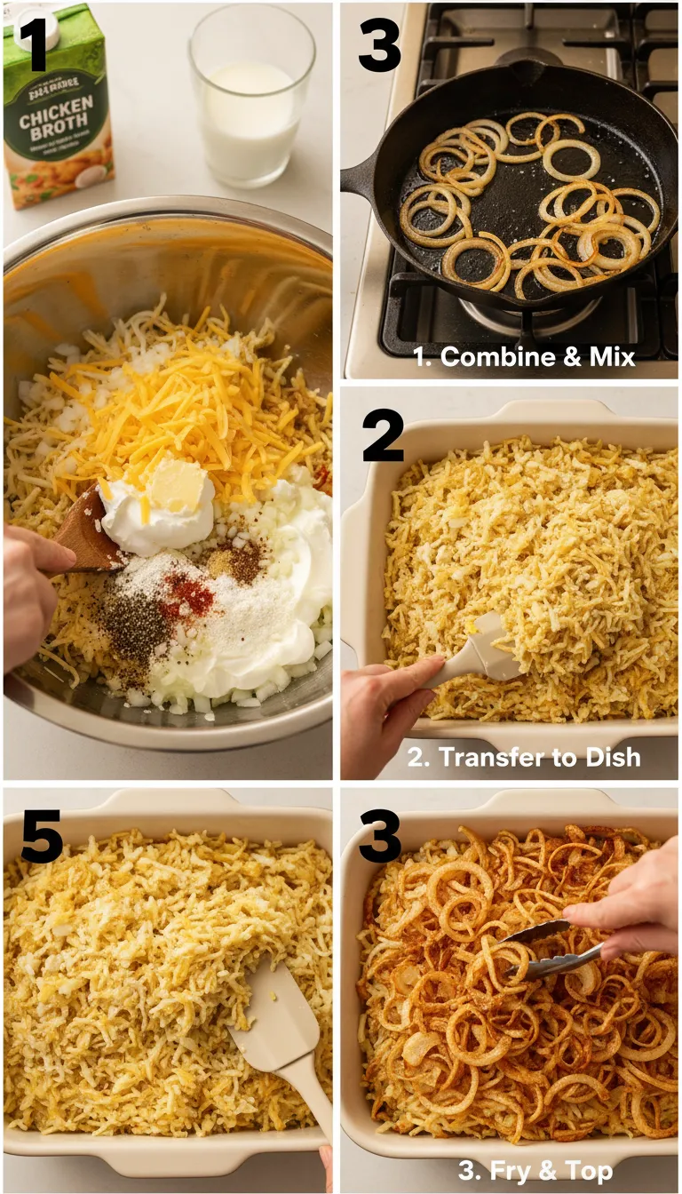 French Onion Funeral Potatoes Step by Step