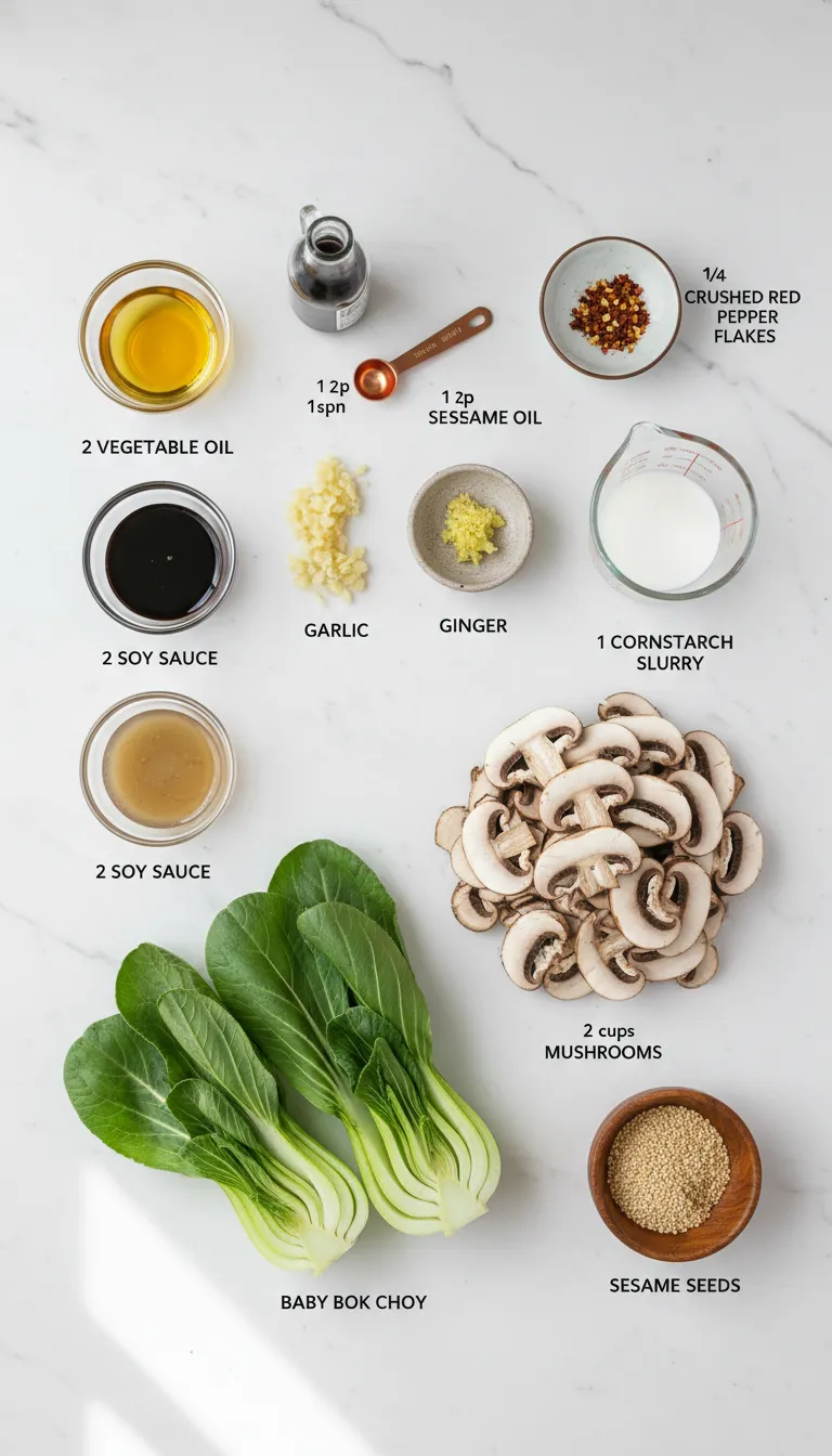 Bok Choy and Mushroom Stir Fry Ingredients