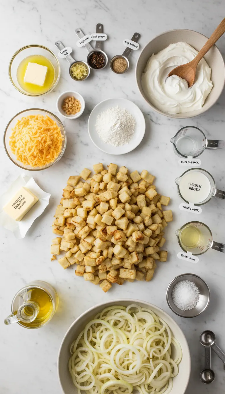 French Onion Funeral Potatoes Ingredients