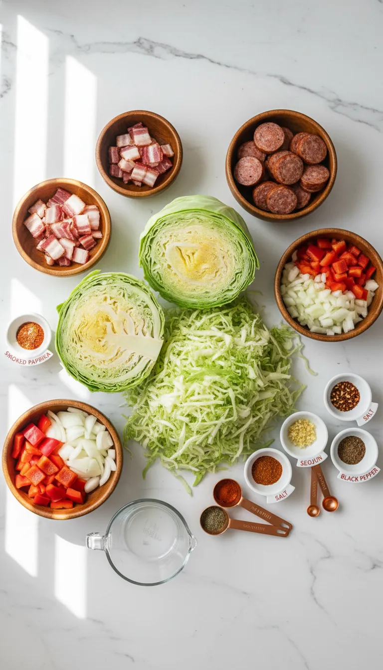 Southern Fried Cabbage and Sausage Ingredients