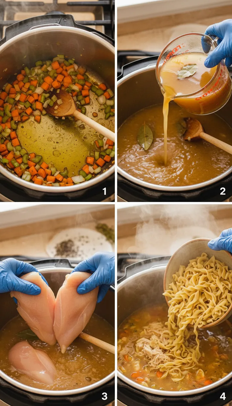 Instant Pot Chicken Noodle Soup Step by Step