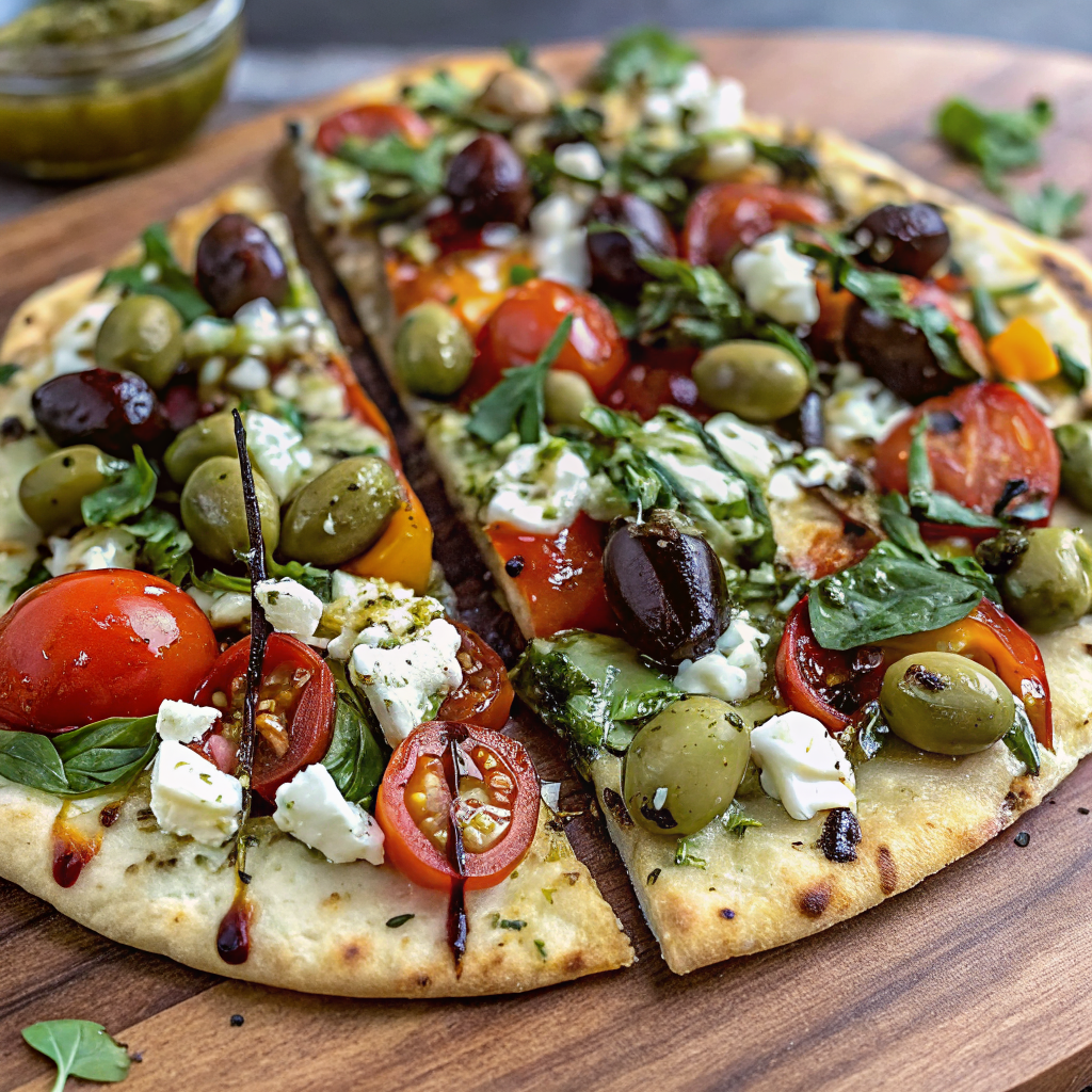 Mediterranean Naan Bread Pizza