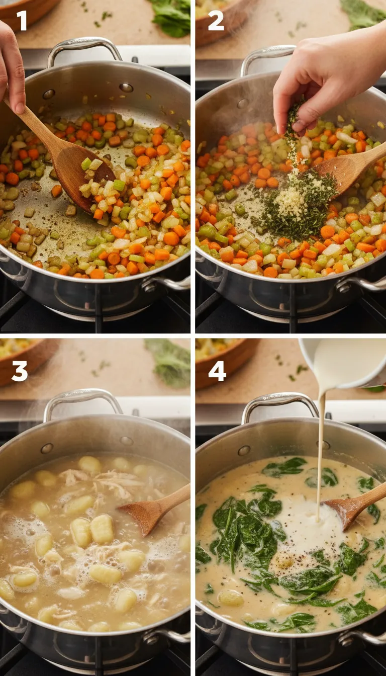 Olive Garden Chicken Gnocchi Soup Step-by-Step