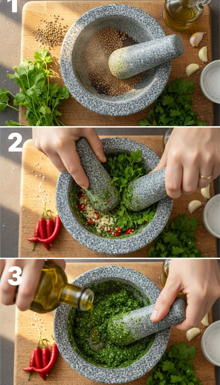 Zhug (Yemenite Hot Sauce With Cilantro and Parsley) Step-by-Step
