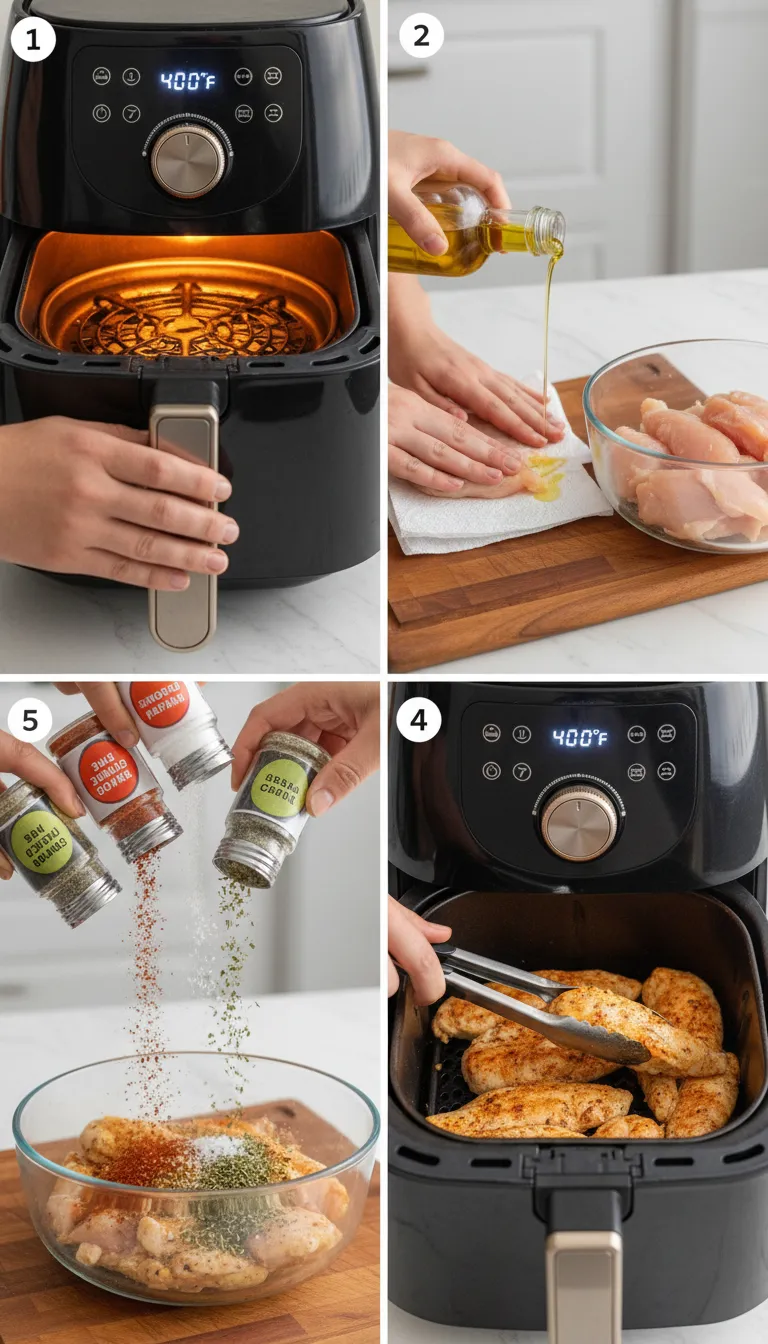 Air Fryer Chicken Tenders (No Breading) Step-by-Step