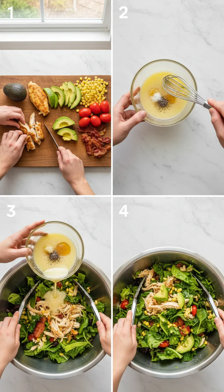 Chicken Bacon Avocado Chopped Salad with Lemon Vinaigrette Step-by-Step