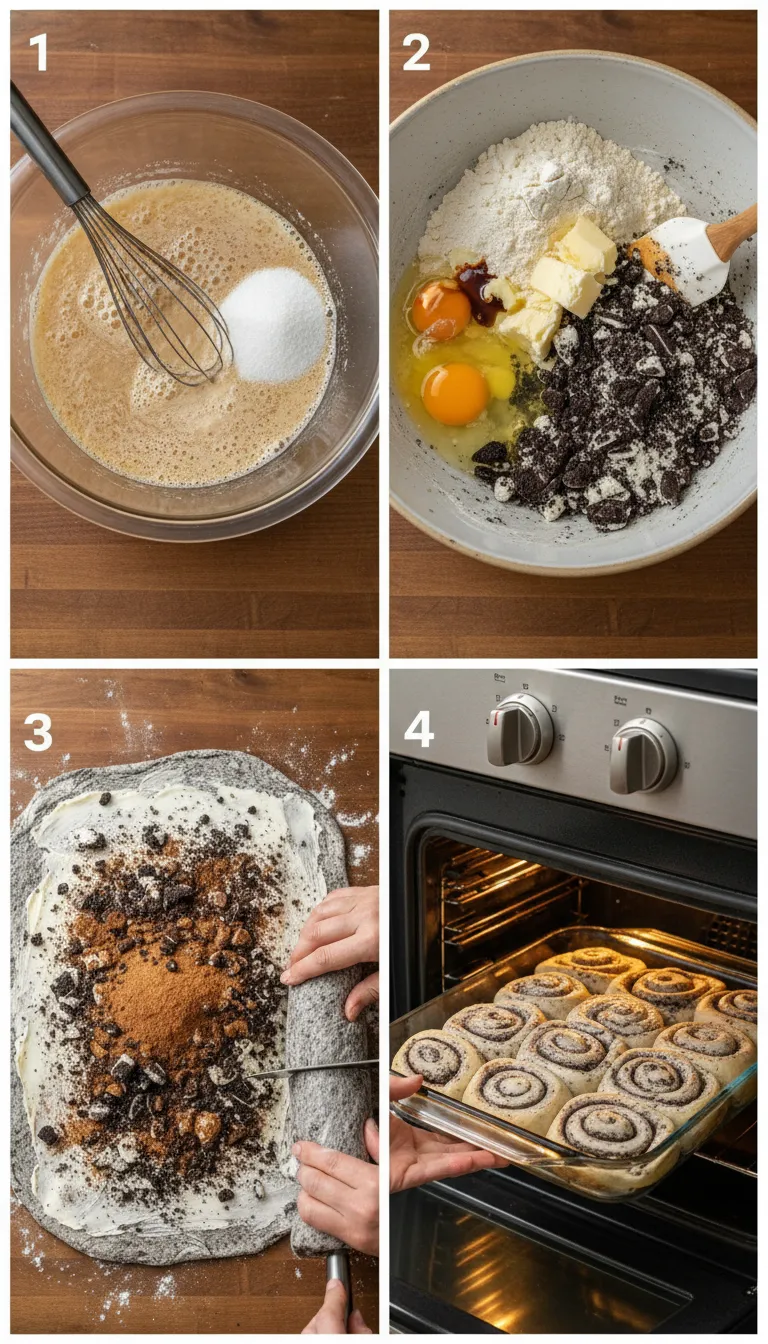 Cookies and Cream Cinnamon Rolls Step-by-Step