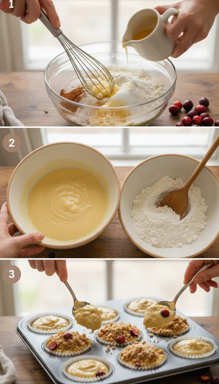 Cranberry Orange Muffins with Streusel Topping Step by Step