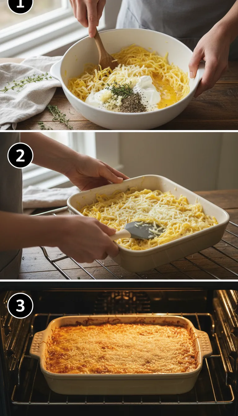 Creamy Spaghetti Squash Au Gratin Step-by-Step