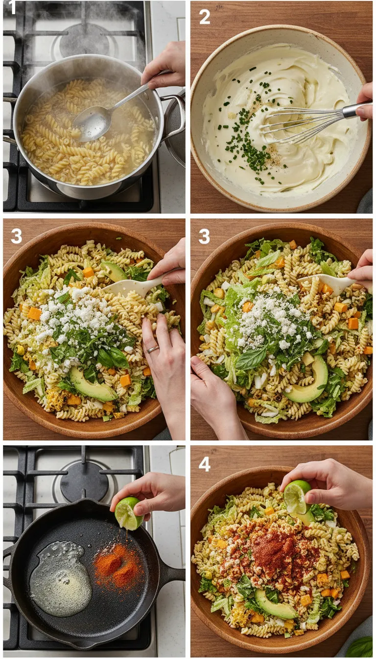 Creamy Street Corn Pasta Salad Step-by-Step