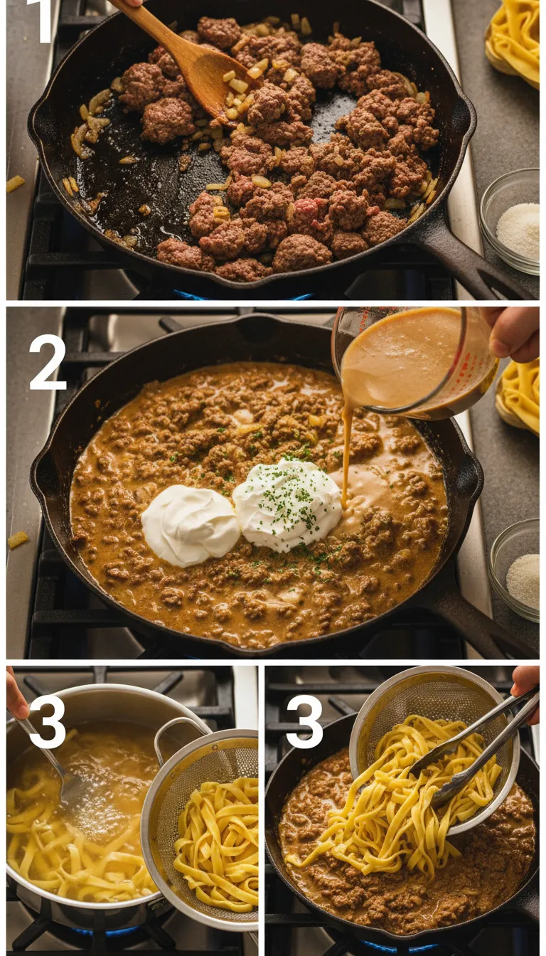 Ground Beef Stroganoff Step-by-Step