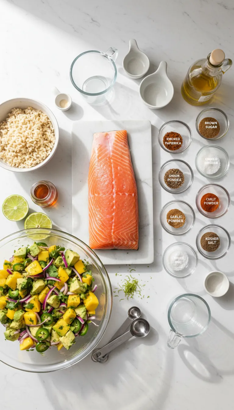 BBQ Salmon Bowls with Mango Avocado Salsa Ingredients