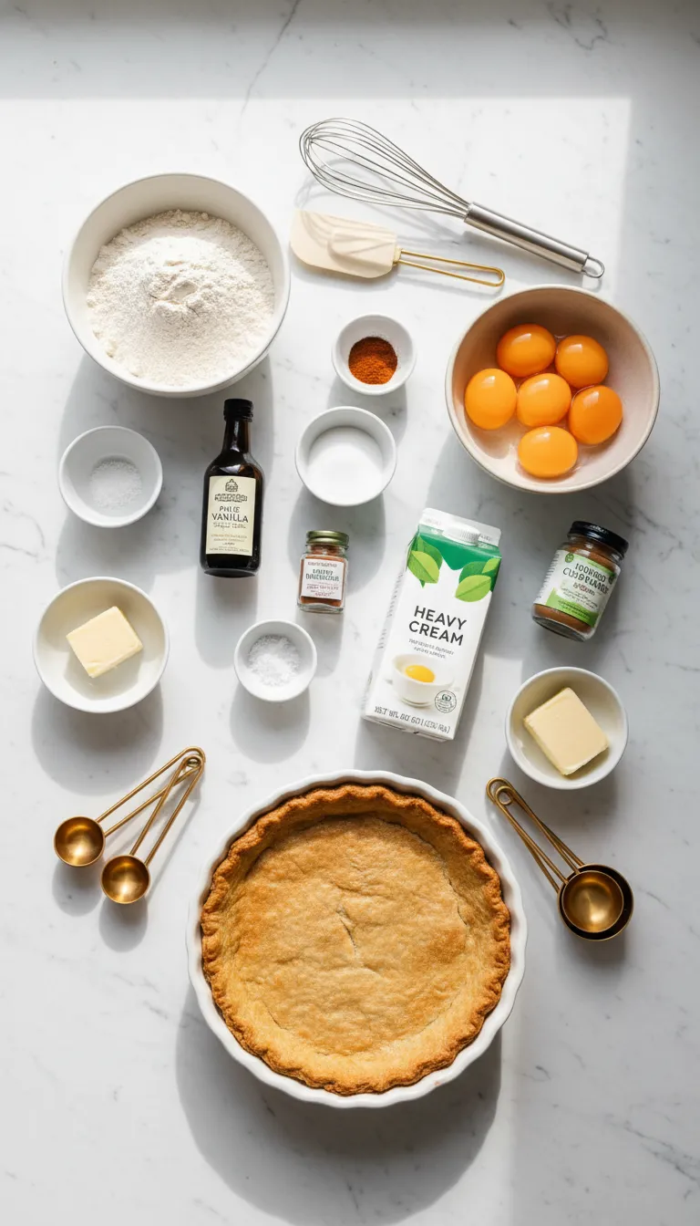 Christmas Eve Cinnamon-Vanilla Creamy Custard Pie Recipe Ingredients
