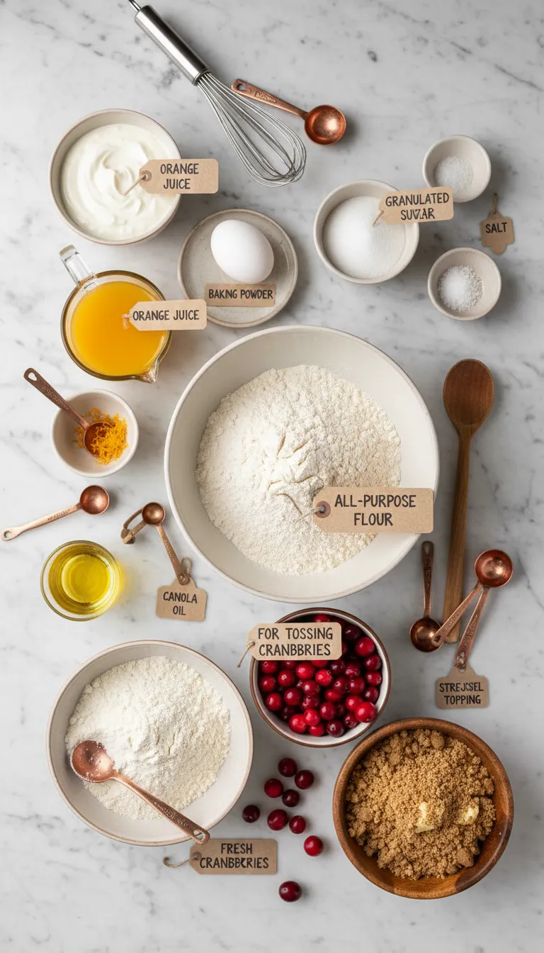 Cranberry Orange Muffins with Streusel Topping Ingredients