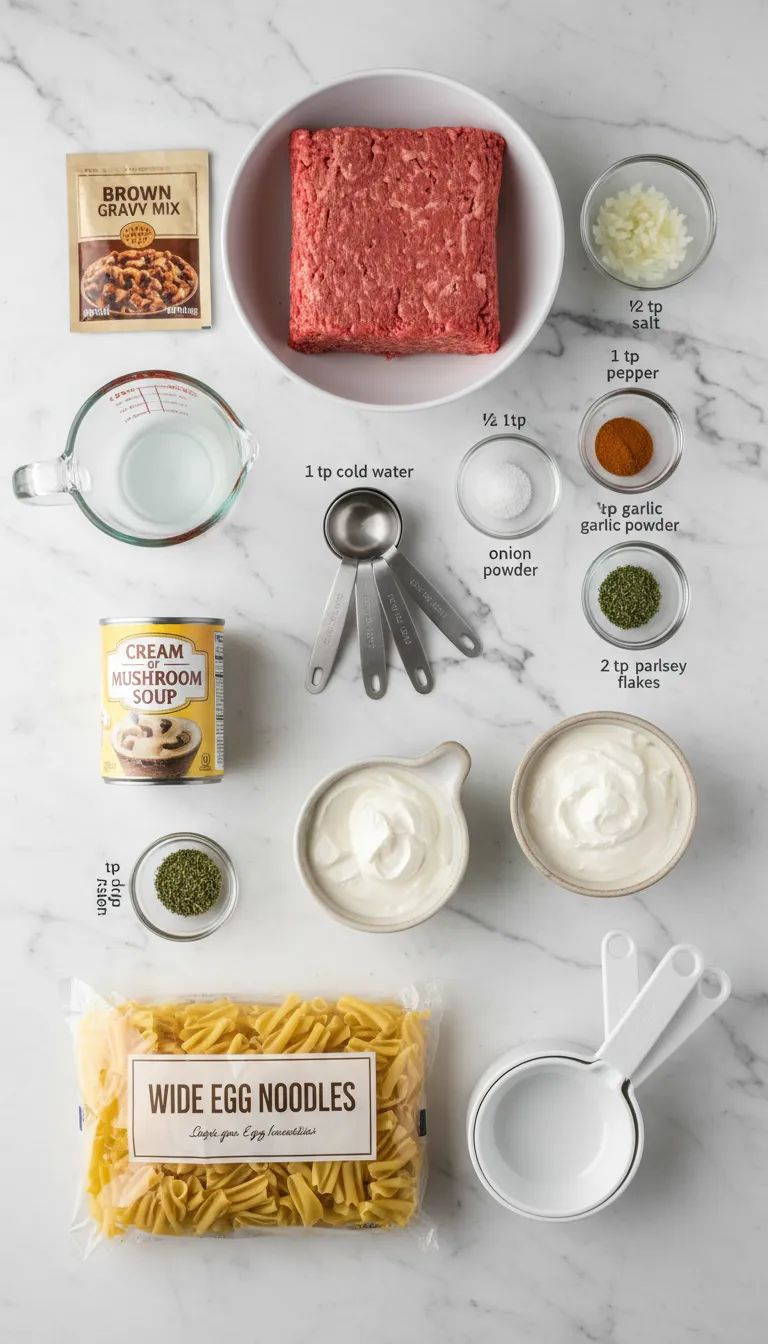 Ground Beef Stroganoff Ingredients