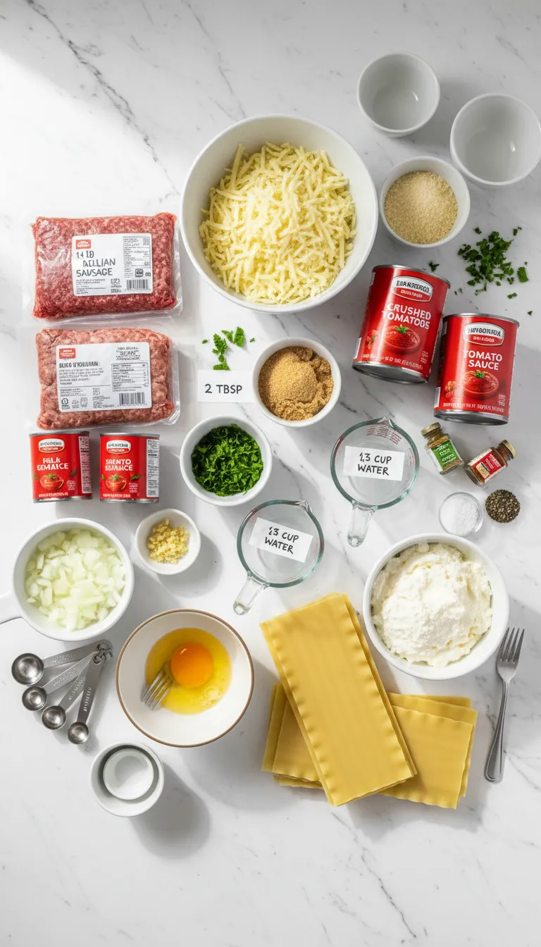 Homemade Lasagna Ingredients