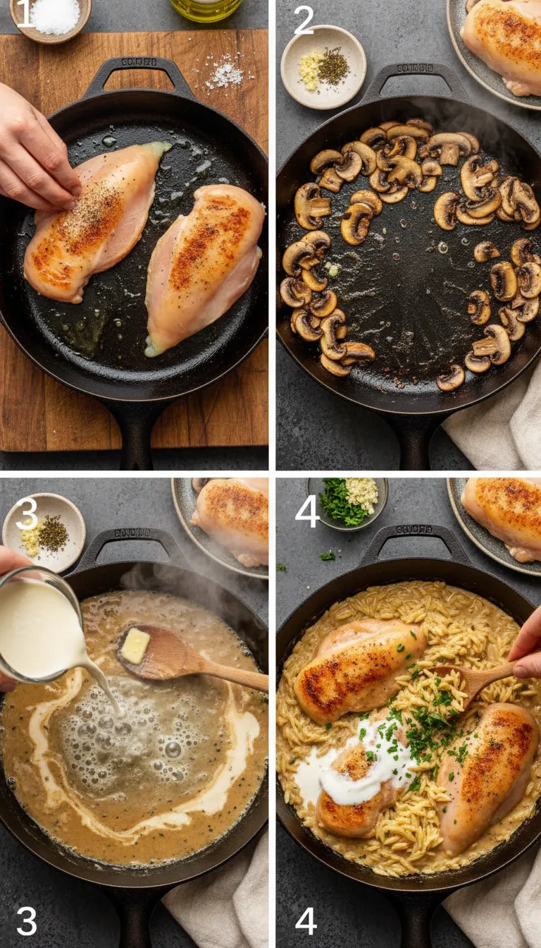 Marsala Chicken Orzo Step-by-Step Instructions