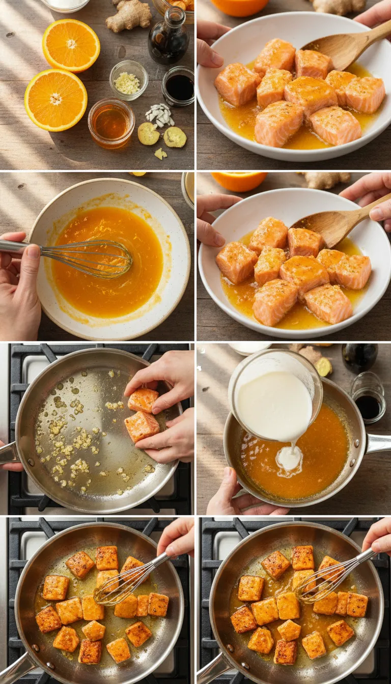 Pan Fried Orange Salmon Step by Step