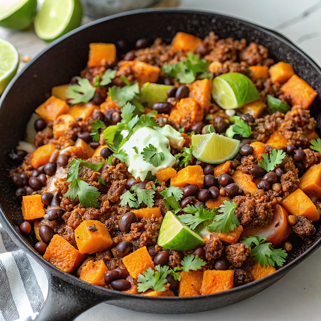 Southwestern Ground Beef Sweet Potato Skillet