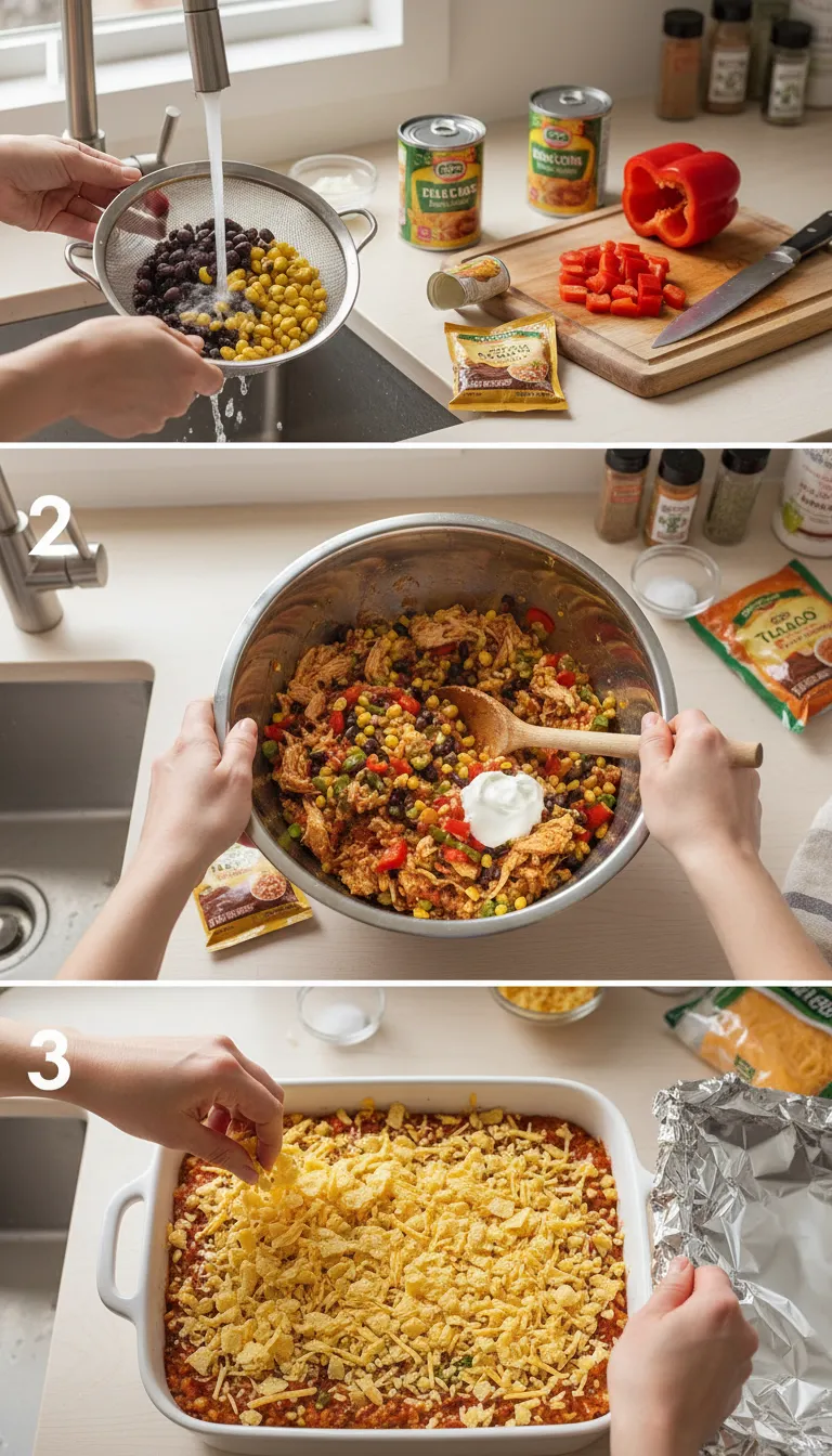 Easy Chicken Taco Casserole (Dump-and-Bake) Step-by-Step