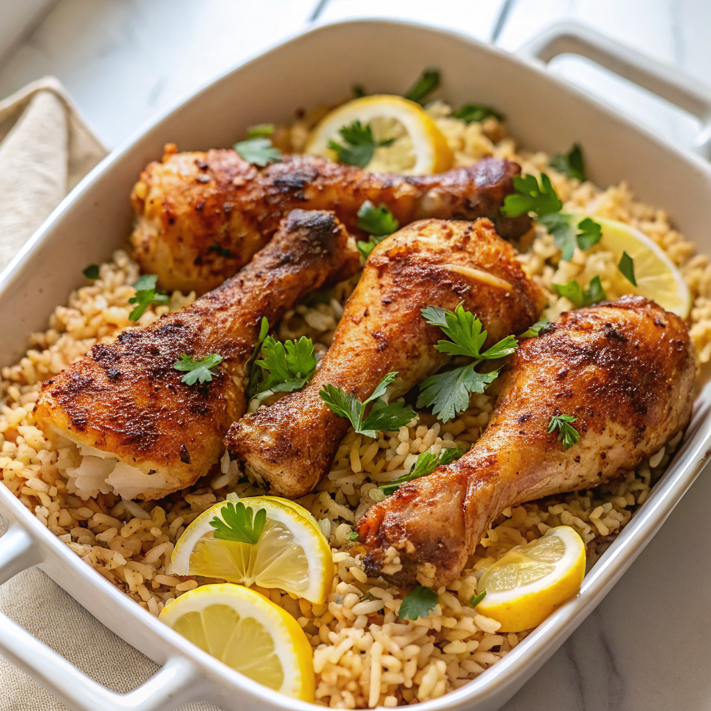 Baked Chicken Legs and Rice