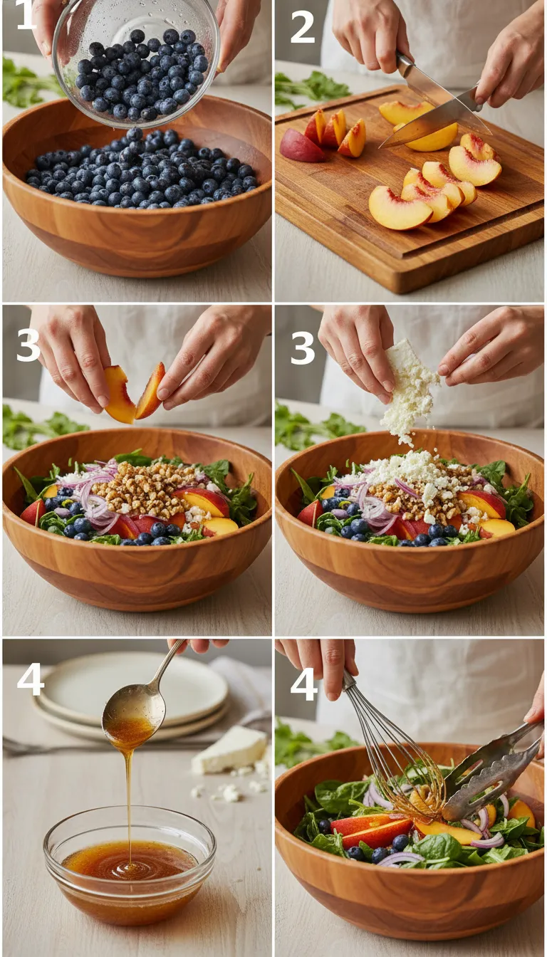 Blueberry Peach Feta Salad Step-by-Step