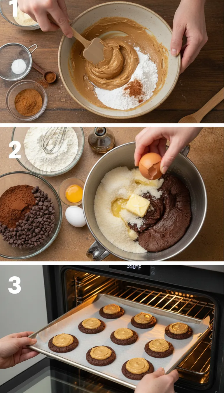 Chocolate Peanut Butter Filled Cookies Step-by-Step