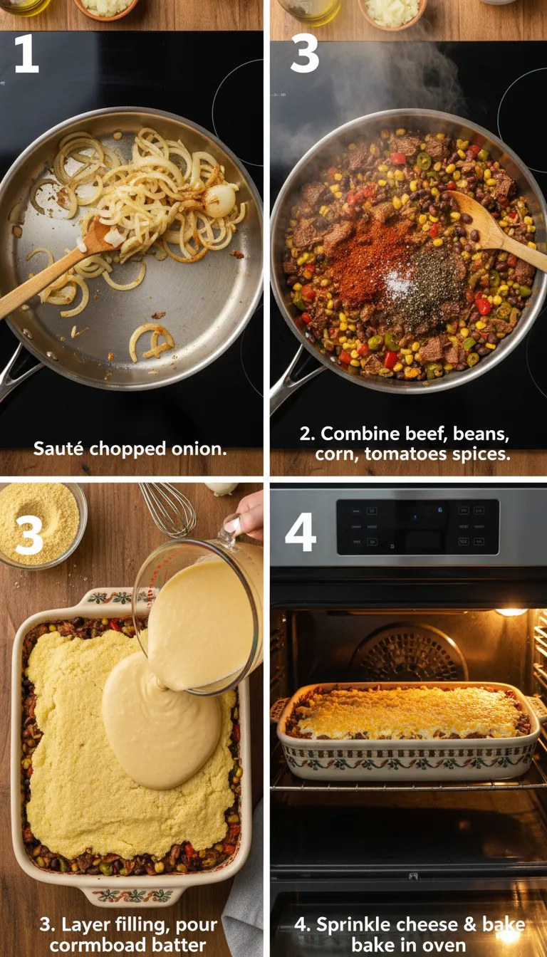 Cornbread Cowboy Casserole Step-by-Step