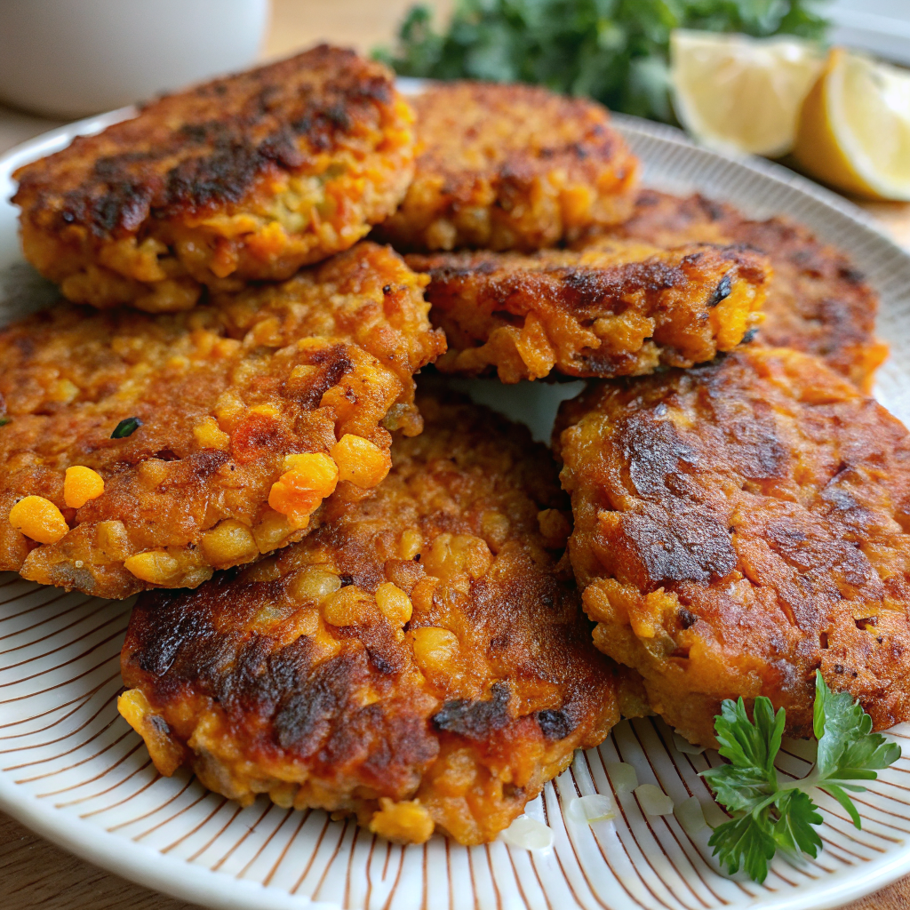 Crispy Sweet Potato and Red Lentil Patties