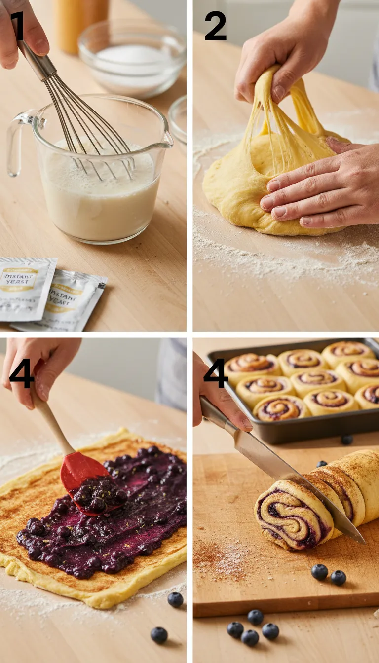 Blueberry Lemon Cinnamon Rolls Step-by-Step