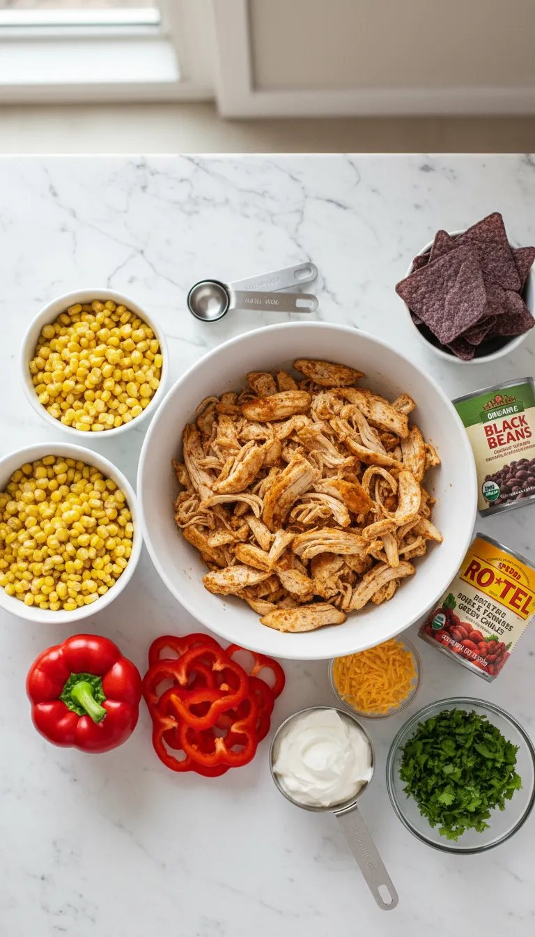 Easy Chicken Taco Casserole (Dump-and-Bake) Ingredients