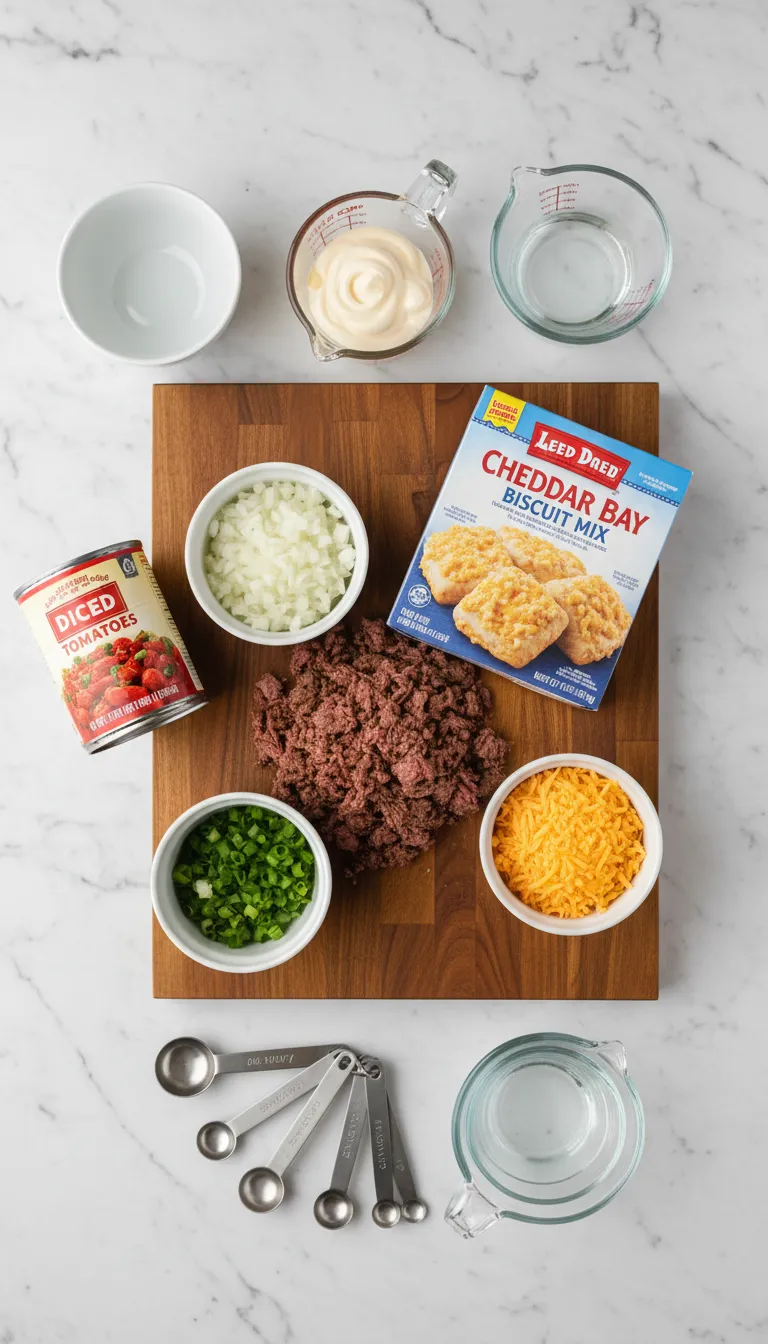 Hearty Cattle Drive Casserole with Cheesy Biscuits Ingredients