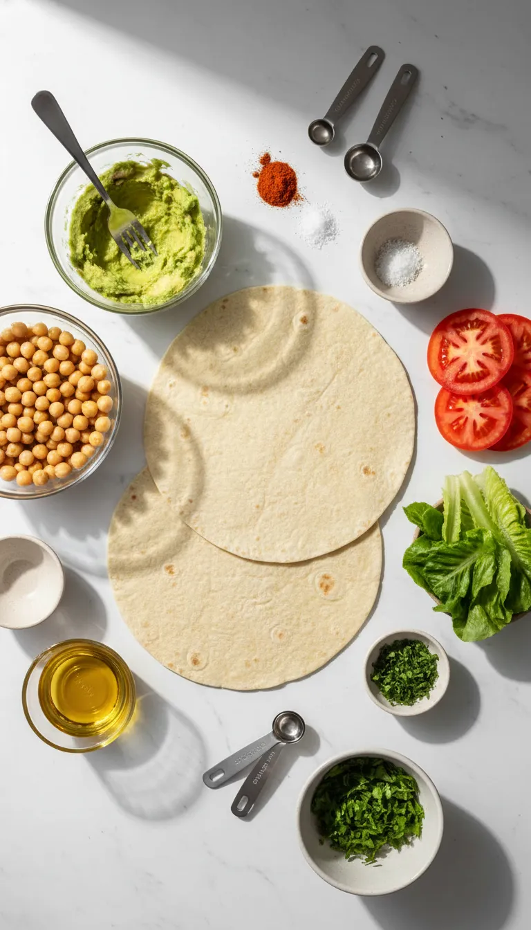 Spicy Chickpea and Avocado Wrap Ingredients
