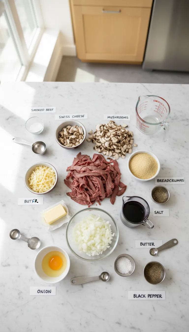 Swiss Smoked Beef Mushroom Meatloaf Ingredients