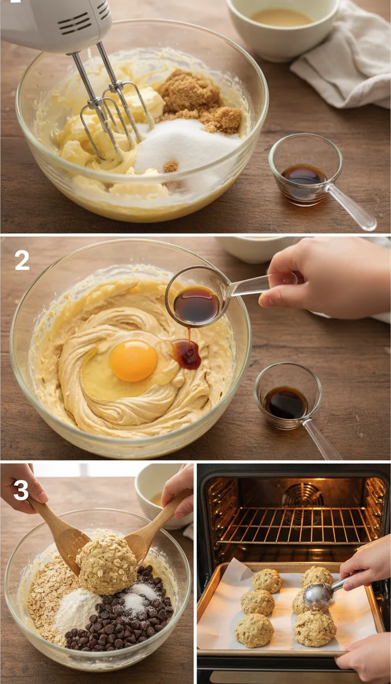 Peanut Butter Oatmeal Chocolate Chip Cookies Step-by-Step