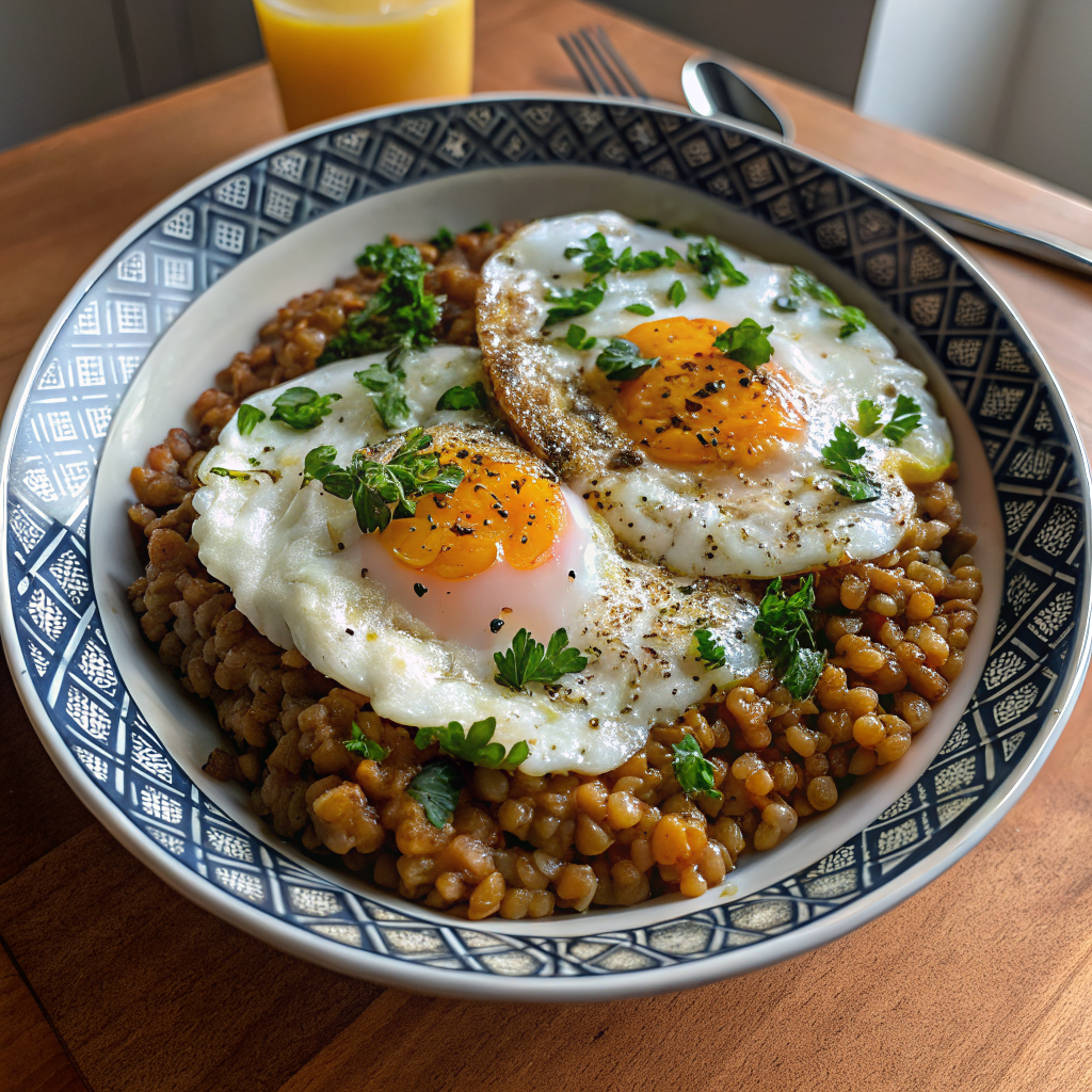Savory Breakfast Lentils with Eggs