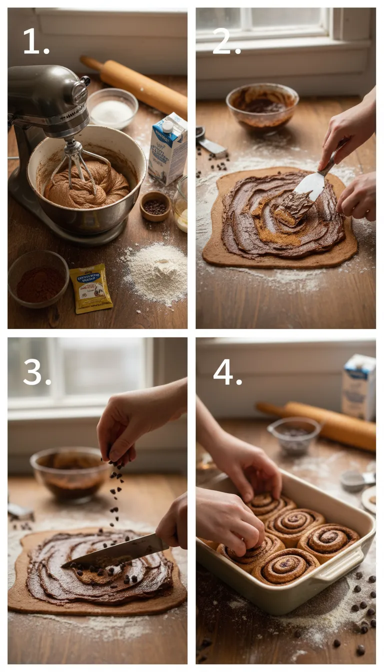 Small Batch MOLTEN Double Chocolate Cinnamon Rolls - Vegan Step-by-Step