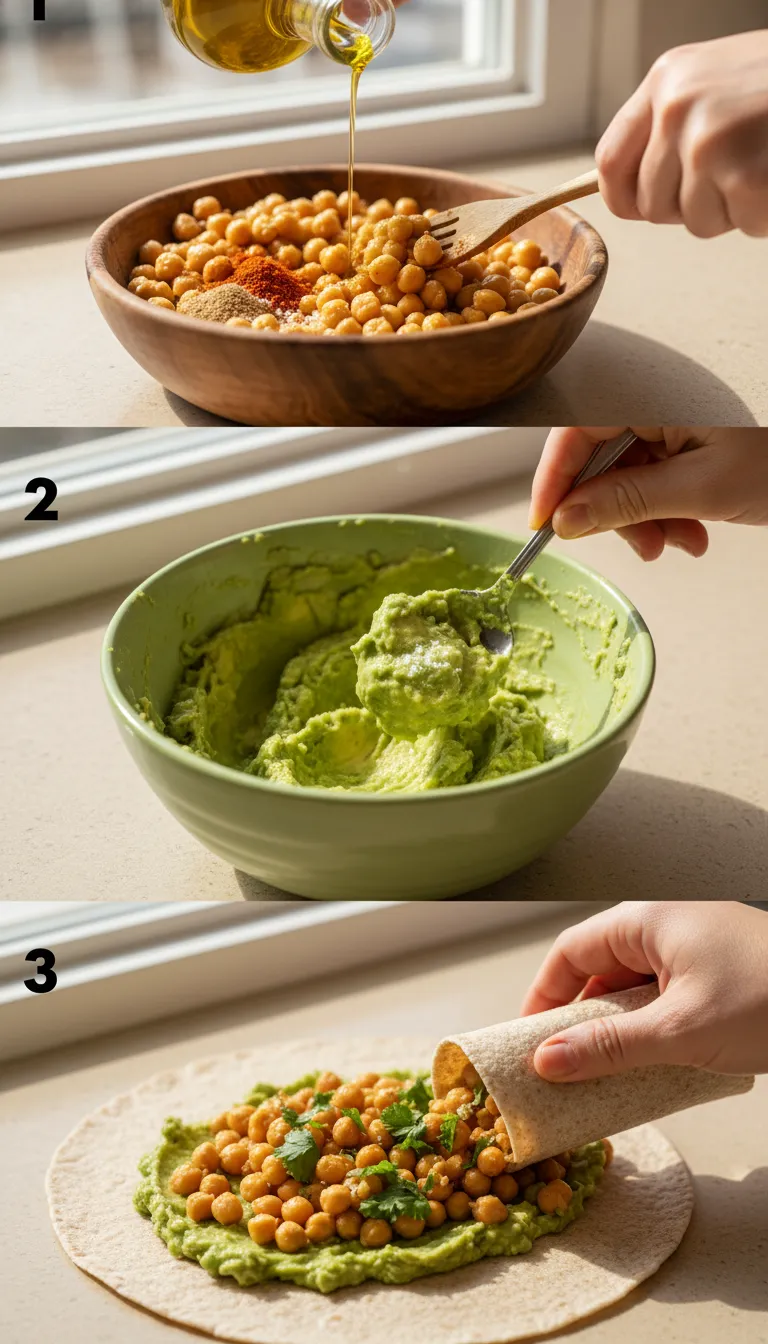 Spicy Chickpea and Avocado Wrap Step-by-Step