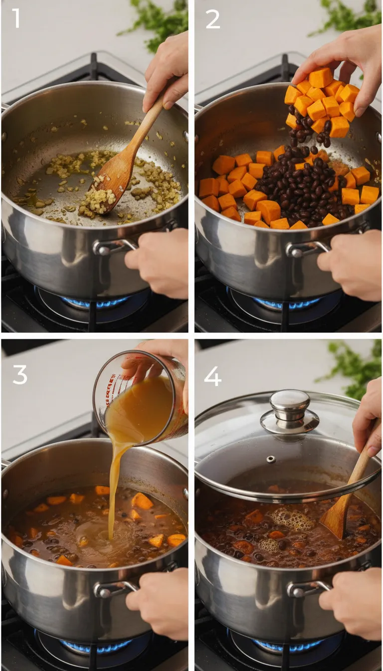 Sweet Potato and Black Bean Soup Step-by-Step